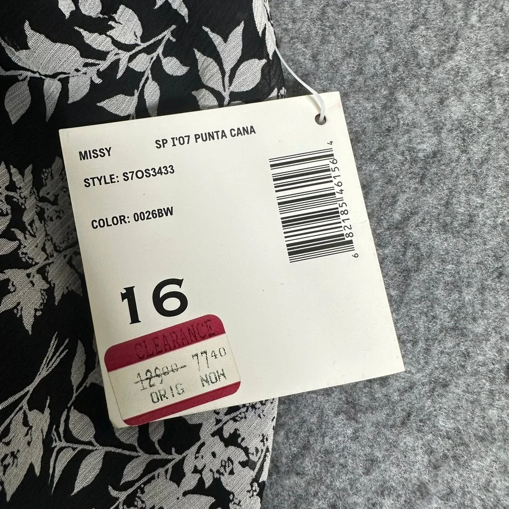 Oscar an Oscar de la Renta Company Womens Floral Ruffle Skirt Black White 16 NEW
